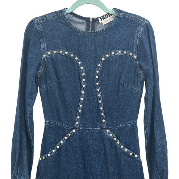 Denim Mini Dress with Ruffle Hem - Picture 7 of 8